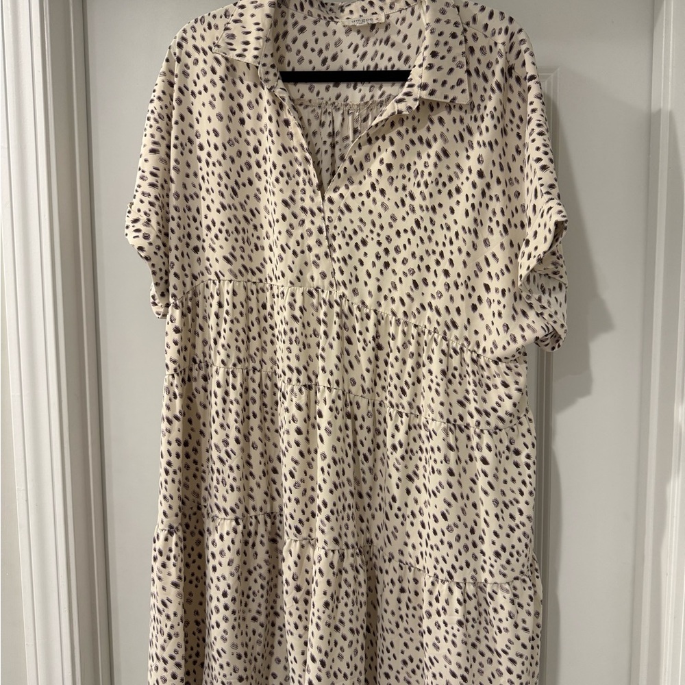 Umgee Cream, Brown, Purple Leopard Dress